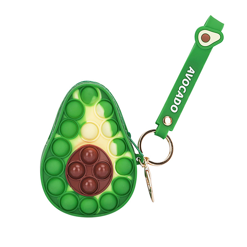Avocado form fidget pop-it lynlås håndtaske mønt tegnebog