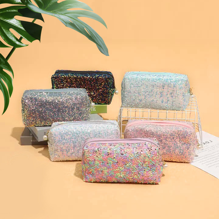 Farverig glitter makeup taske