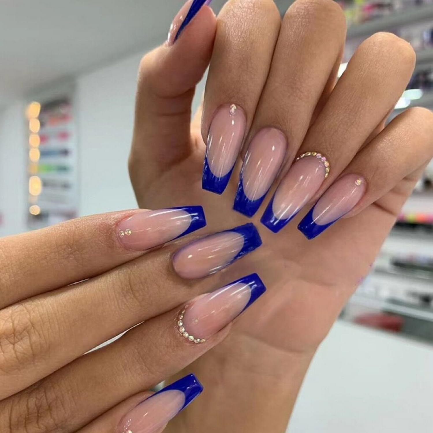 Fransk tip Tryk på Nails Square Fake Nails